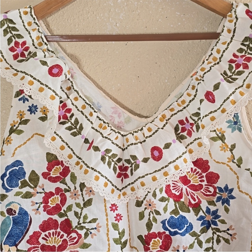 SÉZANE x FARM RIO Floral Ruffle Top sz US 8 / FR 40 NWOT - Picture 3 of 12